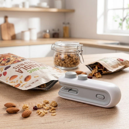 Rechargeable Mini Bag Sealer, 2-In-1 Heat Sealer Cutter for Food Storage
