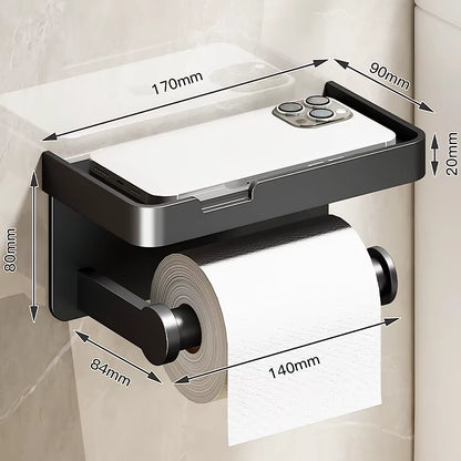 Simplia Roll™ | Portarrollos Adhesivo con Estante y Soporte · Sin Taladro