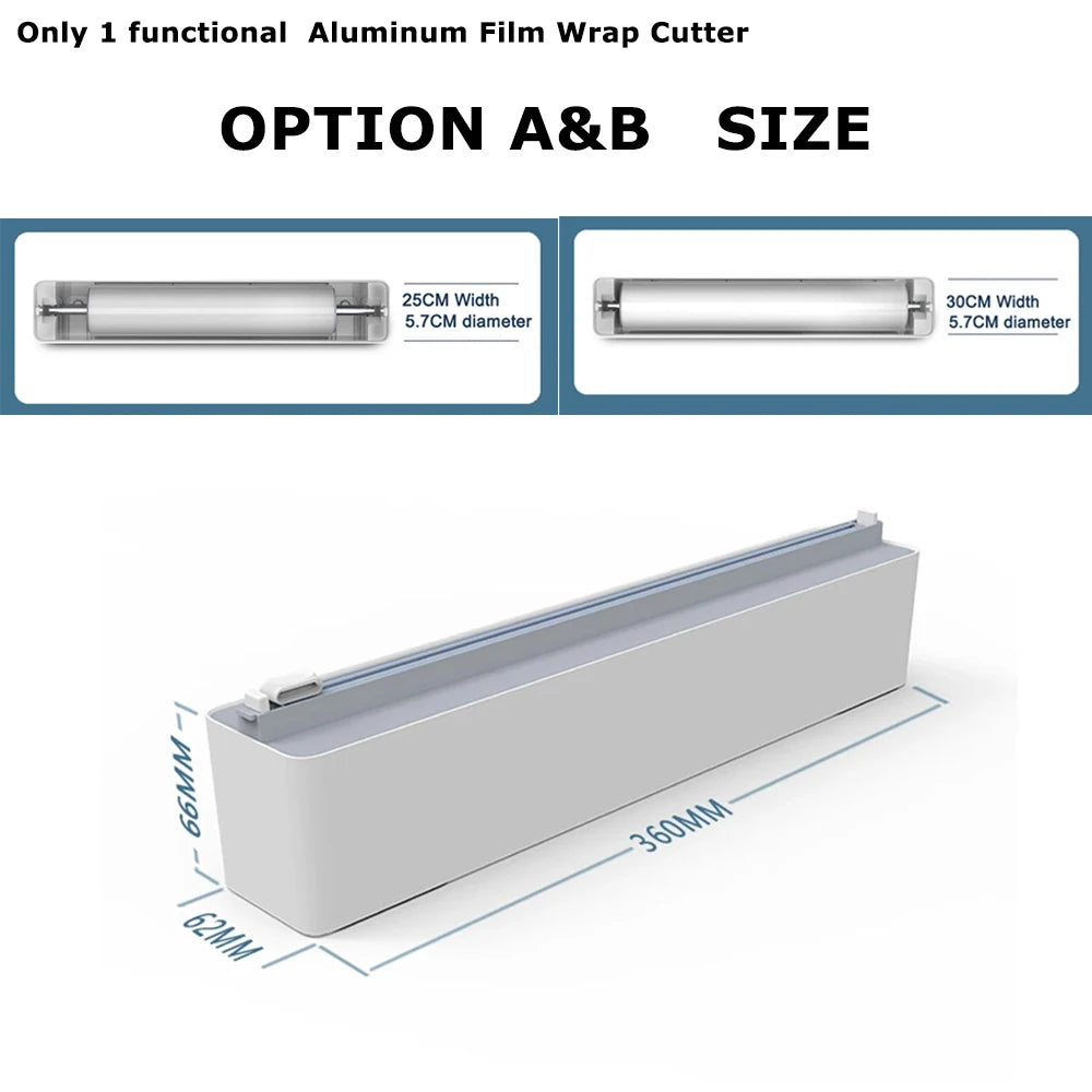 3 in 1/Only 1 Functional Aluminum Film Wrap Cutter Wallmount Paper Towel Holder Cling Film Cutting Holder Plastic Wrap Dispenser