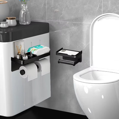 Simplia Roll™ | Portarrollos Adhesivo con Estante y Soporte · Sin Taladro