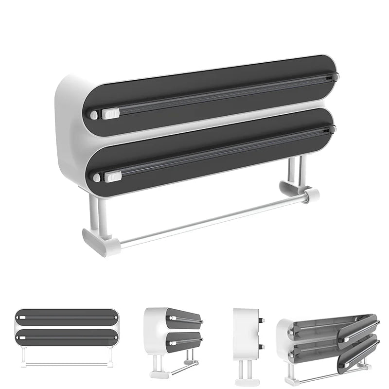 3 in 1/Only 1 Functional Aluminum Film Wrap Cutter Wallmount Paper Towel Holder Cling Film Cutting Holder Plastic Wrap Dispenser